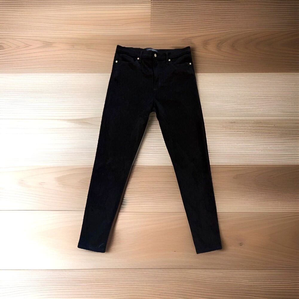 Banana Republic Womens Size 12 Tall Black Velvet High-Rise Pants Skinny Stretch